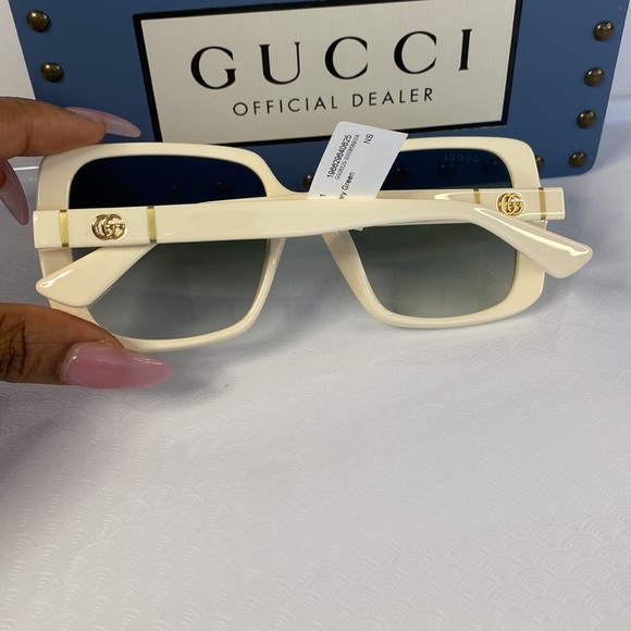 💯 - Gucci Cream/Grey Gradient GG0632S Square Sunglasses - Picture 12 of 15